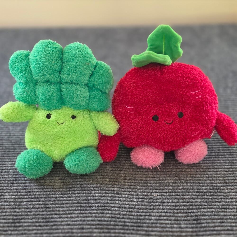 Bumbumz Rootbumz RONNIE RADISH & BOBBY BROCCOLI 7.5" Farm Veggie Plush Toys - Picture 1 of 11